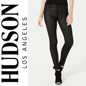 HUDSON mid rise skinny leg nico black sparkly jeans